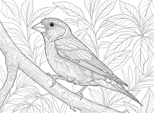 European Greenfinch coloring page