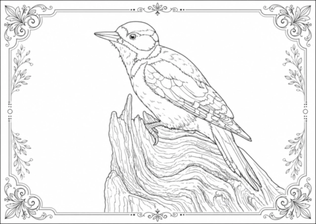 Great Spotted Woodpecker coloring page