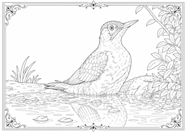 European Green Woodpecker coloring page