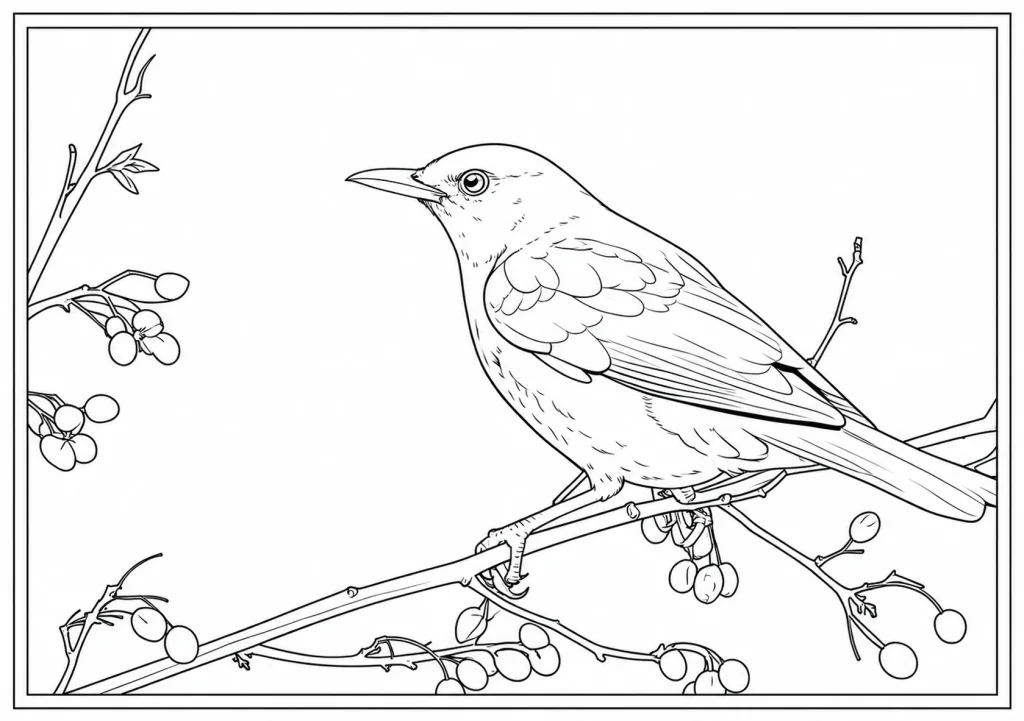 Common Blackbird Coloring Page coloring page