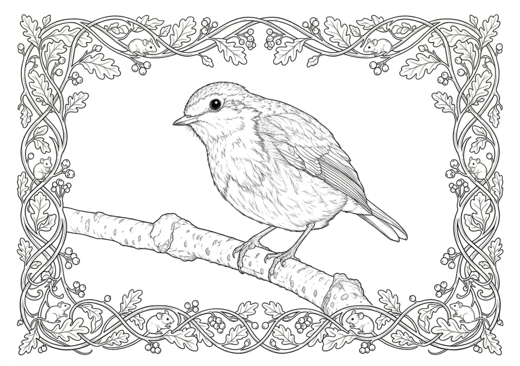 European Robin Coloring Page coloring page
