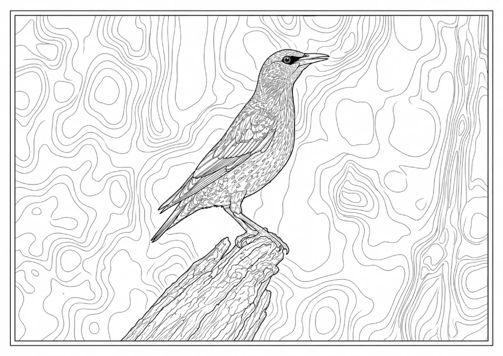 Common Starling Coloring Page coloring page