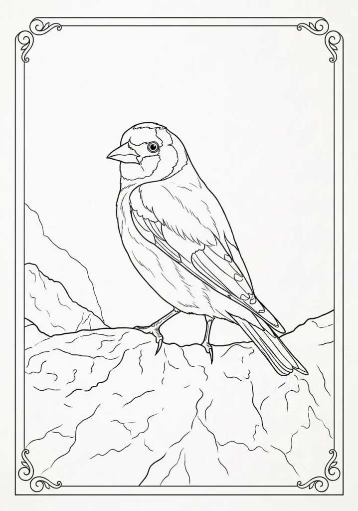 European Goldfinch Coloring Page coloring page