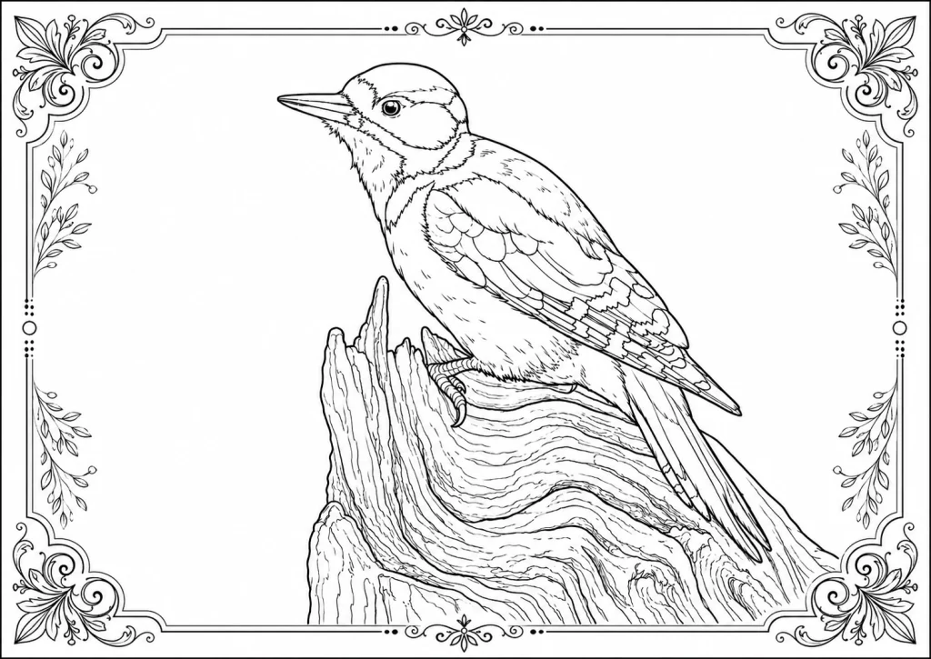 Great Spotted Woodpecker Coloring Page coloring page
