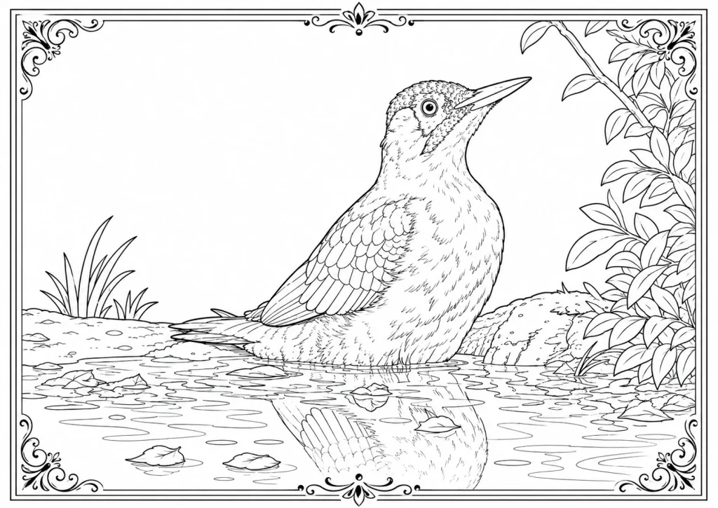 European Green Woodpecker Coloring Page coloring page