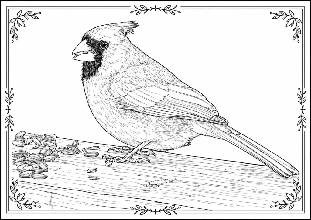 Northern Cardinal Coloring Page coloring page