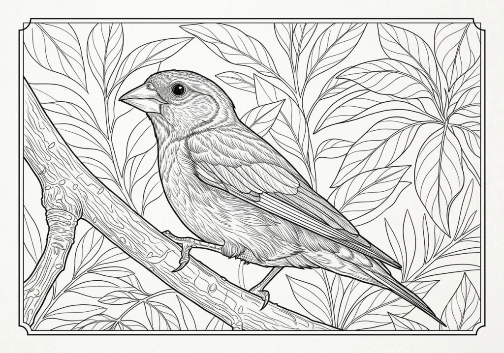 European Greenfinch Coloring Page coloring page